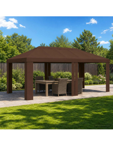 Copertura per Gazebo 6 x 3 m Marrone Poliestere 190 gsm