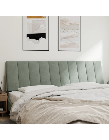Cuscino Testiera Hanko Grigio Chiaro 183 cm in Velluto