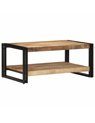 Tavolino da Salotto 90x50x38 cm Legno Massello di Mango Grezzo