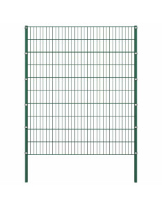 Pannello di recinzione con pali in ferro 1385x200 cm verde