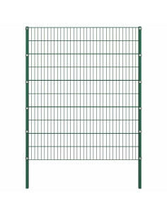 Pannello di recinzione con pali in ferro 1730x200 cm verde