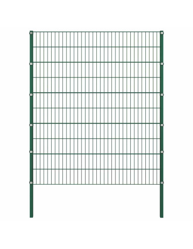 Pannello di recinzione con pali in ferro 1730x200 cm verde