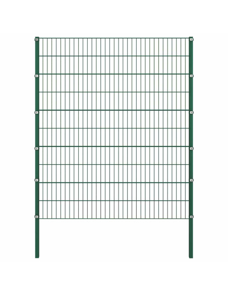 Pannello di recinzione con pali in ferro 1730x200 cm verde