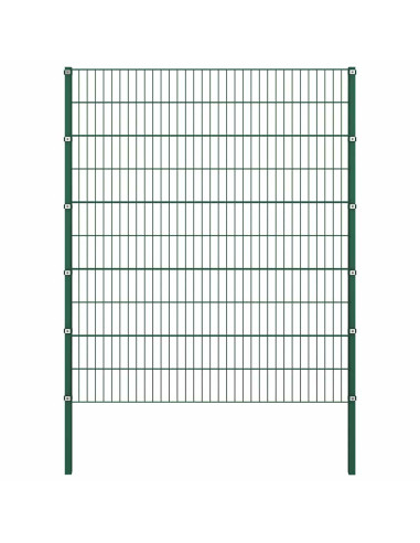 Pannello di recinzione con pali in ferro 694,5x200 cm verde