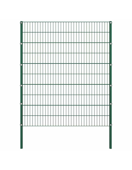 Pannello di recinzione con pali in ferro 694,5x200 cm verde