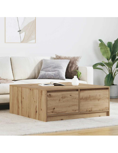 Tavolino Salotto con Cassetti Rovere Artigianale 100x100x40 cm