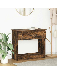 Tavolo Consolle con Cassetti Rovere Fumo 85,5x38,5x74,5 cm