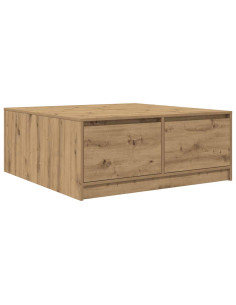 Tavolino Salotto con Cassetti Rovere Artigianale 100x100x40 cm 2