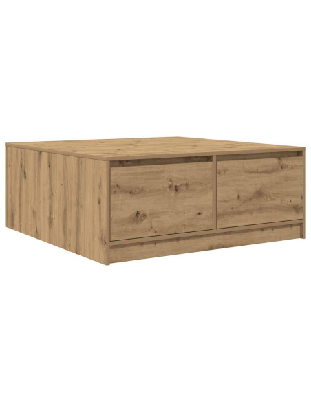Tavolino Salotto con Cassetti Rovere Artigianale 100x100x40 cm