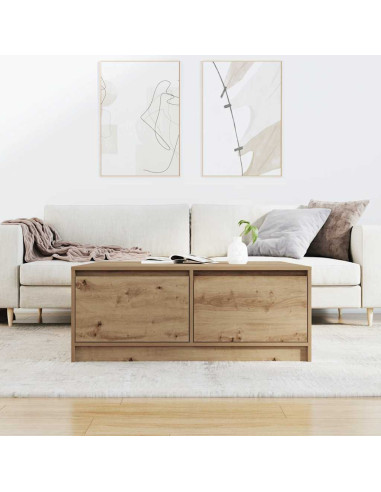 Tavolino Salotto con Cassetti Rovere Artigianale 100x100x40 cm