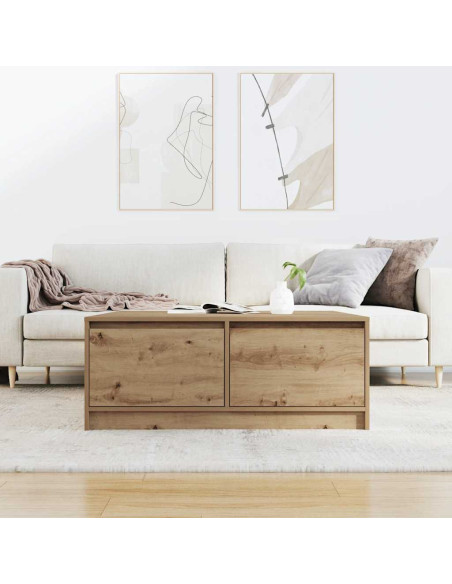 Tavolino Salotto con Cassetti Rovere Artigianale 100x100x40 cm