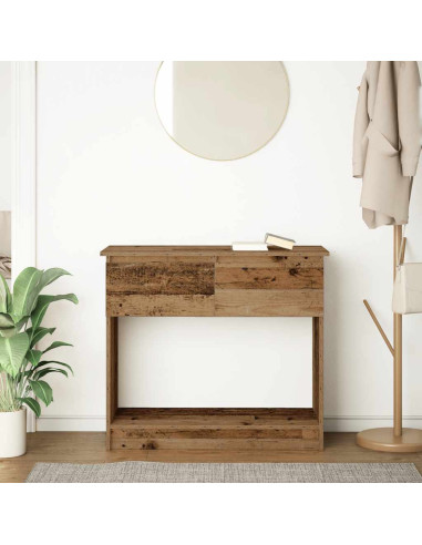 Tavolo Consolle con Cassetti Legno Antico 85,5x38,5x74,5 cm
