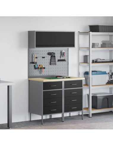 Set di mobili da lavoro con cassetto con lo scaffale 5 pcs Nero