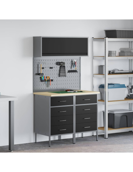 Set di mobili da lavoro con cassetto con lo scaffale 5 pcs Nero