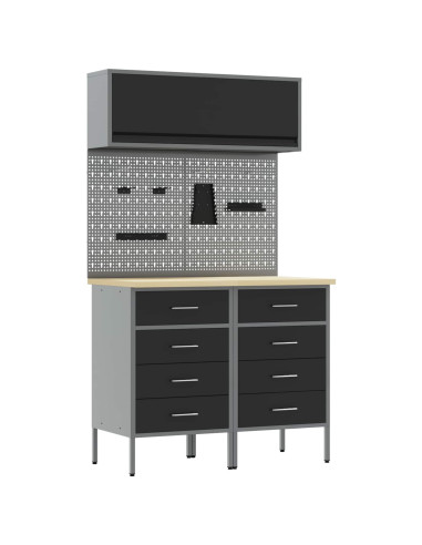 Set di mobili da lavoro con cassetto con lo scaffale 5 pcs Nero