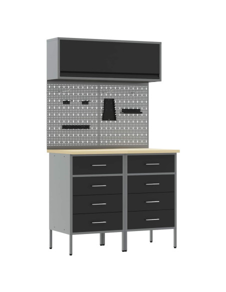 Set di mobili da lavoro con cassetto con lo scaffale 5 pcs Nero