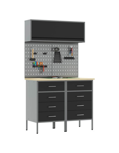 Set di mobili da lavoro con cassetto con lo scaffale 5 pcs Nero