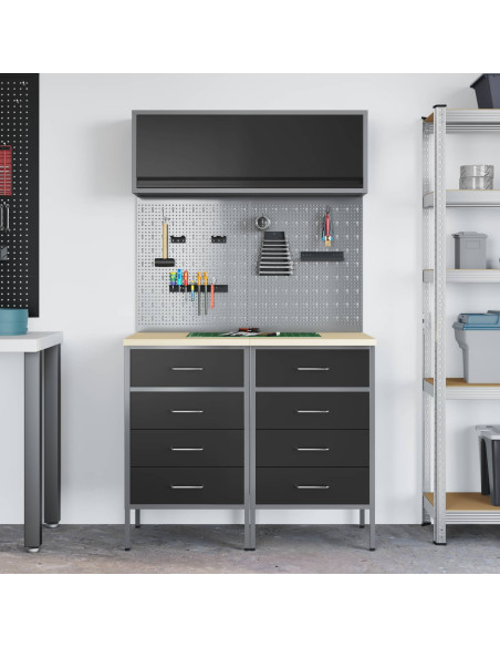 Set di mobili da lavoro con cassetto con lo scaffale 5 pcs Nero