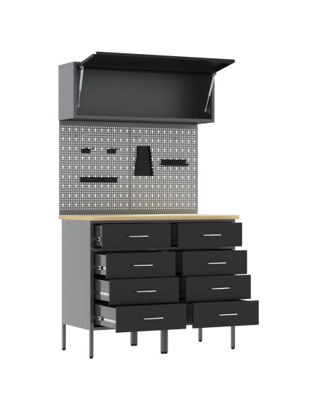 Set di mobili da lavoro con cassetto con lo scaffale 5 pcs Nero
