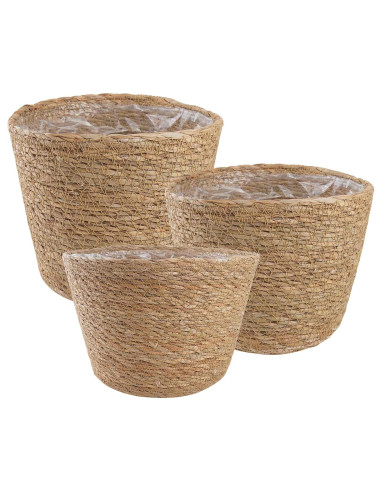 Cesti per piante in erba marina 3 pcs Naturale Ø26 x 19 cm
