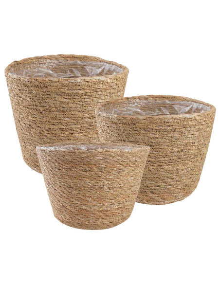 Cesti per piante in erba marina 3 pcs Naturale Ø26 x 19 cm