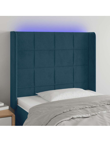 Testiera a LED Blu Scuro 93x16x118/128 cm in Velluto