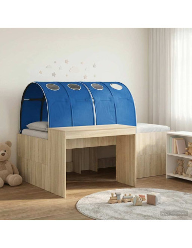 Letto con Tunnel 3 pz Rovere Sonoma e Blu Legno multistrato