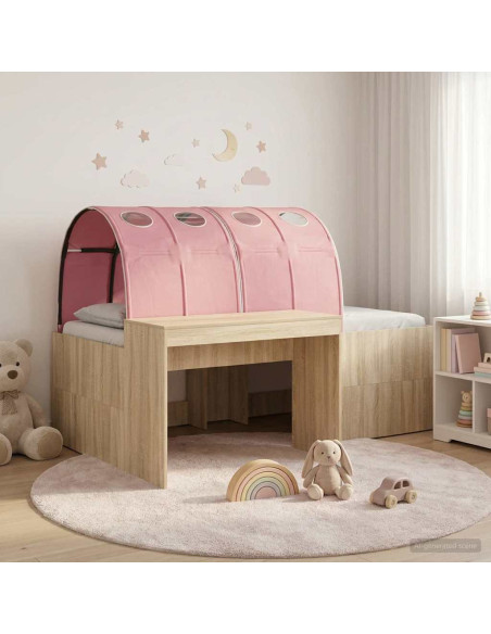 Letto con Tunnel 3 pz Rovere Sonoma e Rosa Legno multistrato