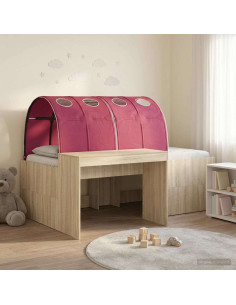 Letto con Tunnel 3 pz Rovere Sonoma e Rosso Legno multistrato