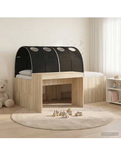 Letto con Tunnel 3 pz Rovere Sonoma e Nero Legno multistrato