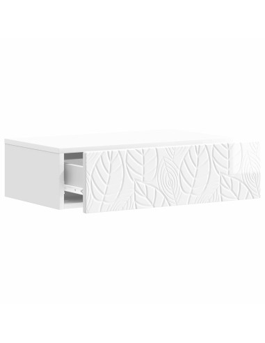 Tavolino da Parete Laterale Bianco Lucido 87,5 x 34,5 x 17 cm