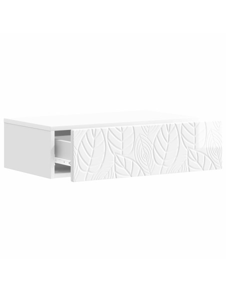 Tavolino da Parete Laterale Bianco Lucido 87,5 x 34,5 x 17 cm