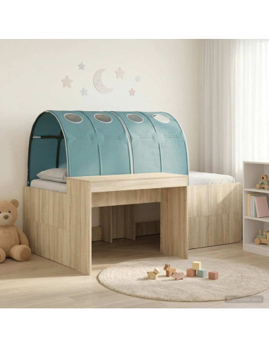 Letto con Tunnel 3 pz Rovere Artigianale e Blu Chiaro