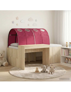 Letto con Tunnel 3 pz Rovere Artigianale e Rosso