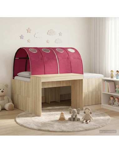 Letto con Tunnel 3 pz Rovere Artigianale e Rosso