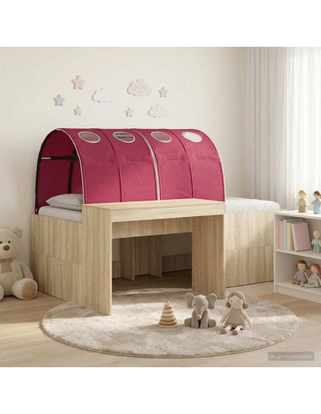 Letto con Tunnel 3 pz Rovere Artigianale e Rosso