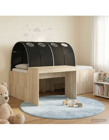 Letto con Tunnel 3 pz Rovere Artigianale e Nero