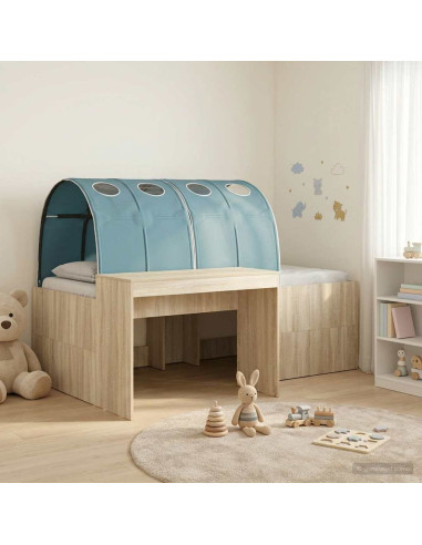 Letto con Tunnel 3 pz Rovere Sonoma e Azzurro
