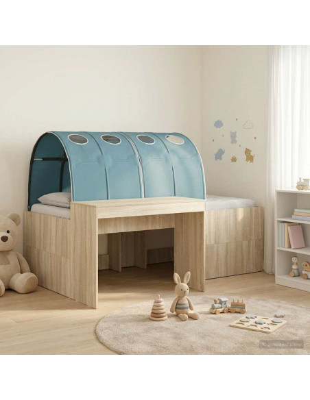 Letto con Tunnel 3 pz Rovere Sonoma e Azzurro