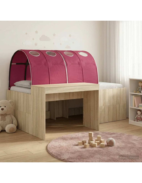 Letto con Tunnel 3 pz Rovere Sonoma e Rosso