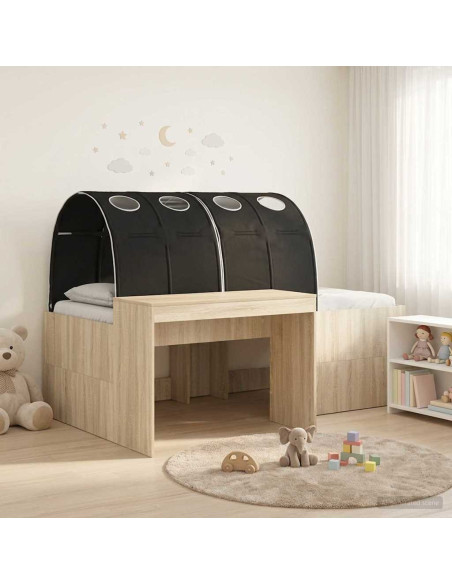 Letto con Tunnel 3 pz Rovere Sonoma e Nero Legno ingegnerizzato