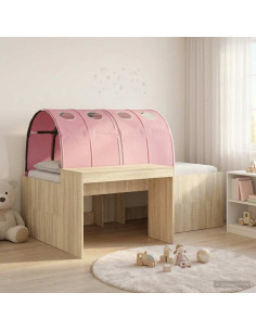 Letto alto per bambini con scrivania 3 pz Rovere Sonoma e Rosa