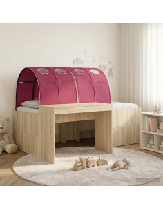 Letto alto per bambini con scrivania 3 pz Rovere Sonoma e Rosso