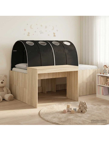 Letto alto per bambini con scrivania 3 pz Rovere Sonoma e Nero