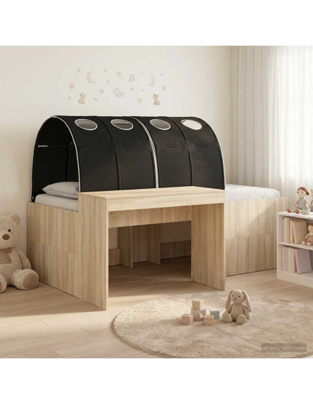 Letto alto per bambini con scrivania 3 pz Rovere Sonoma e Nero