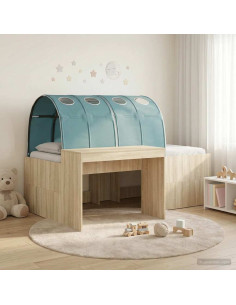 Letto con Tunnel 3 pz Rovere Artigianale e Blu Chiaro