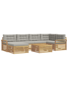 Set di divani da esterno 7 pcs Bianco e Grigio Chiaro 2