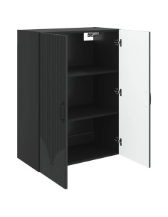 Mobiletto a muro Nero 66 x 34,5 x 90 cm Legno ingegnerizzato 2
