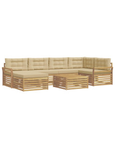 Set di divani da esterno con cuscino 7 pcs Bianco e Beige 2