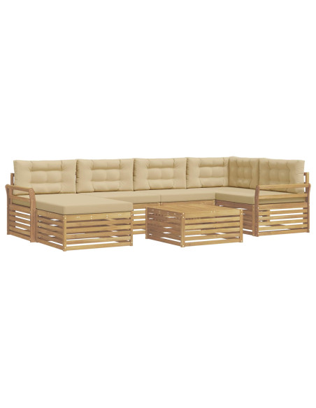 Set di divani da esterno con cuscino 7 pcs Bianco e Beige